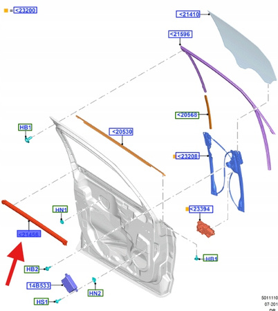 USZCZELKA SZYBY DRZWI LEWA S-MAX GALAXY 2015- OE 2028414 _ EM2B-R21435-AF