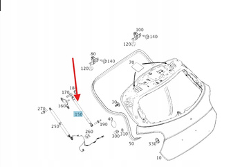 Sprężyna gazowa, pokrywa bagażnika Mercedes-Benz OE A1569800164