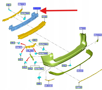 BELKA ZDERZAKA TYLNEGO FORD OE CONNCECT 2022- 2587554 VWN3CA-K403C94-AA