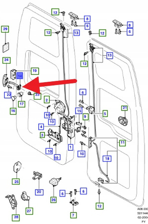OGRANICZNIK DRZWI TYLNYCH LEWA FORD TRANSIT 2000- 4102225 _ YC15-V44101-BD