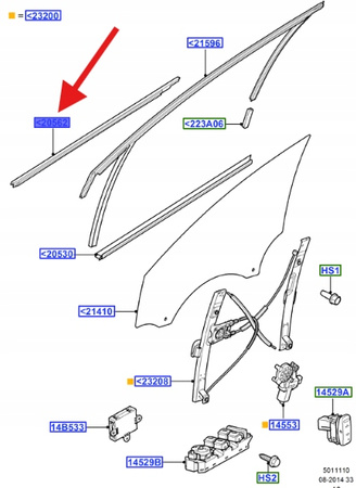 LISTWA ZGARNIAJĄCA SZYBY PRAWY PRZÓD MONDEO 07- OE 1742022 _ 7S71-A20562-AJ