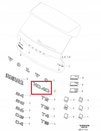 EMBLEMAT "XC40" VOLVO XC40 2018- OE 31457467