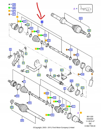 PÓŁOŚ PRAWA FORD MONDEO Mk3 2000-2007 2.5L_1600647_RM2S71-3B436-AX