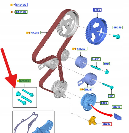 ZESTAW ŚRUB ROZRZĄDU 1.4 1.5 1.6L TDCi FORD OE 1753600 _ 2S6Q-6E261-AA
