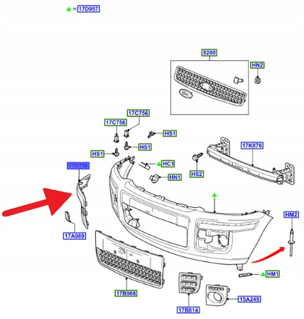 PRAWA ZAŚLEPKA ZDERZAKA PRZÓD FORD FUSION 2005- OE 1426573 _ 6N11-17D749-BC