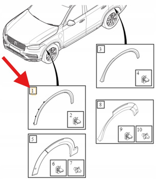 LISTWA POSZERZENIE BŁOTNIKA PRAWY PRZÓD VOLVO XC90 2024- OE 40017409