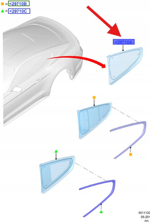 SZYBA TYLNA PRAWA FORD MUSTANG MK6 COUPE 2015- 2559449 _ JR3B-6329700-AC