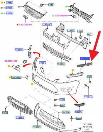 KRATKA ZDERZAKA LEWY PRZÓD FORD MONDEO 2010- OE 1698134 _ BS71-15A282-AC