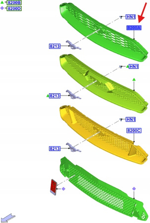 GRILL ATRAPA ZDERZAKA PRZÓD FORD MUSTANG 2017- 2289973 _ JR3B-8150-AD3JA6