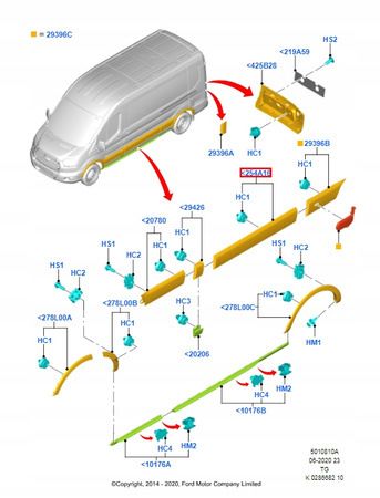LISTWA LEWA ZEWNĘTRZNA FORD TRANSIT 2014- 2036053 _ BK31-V254A17-AG5CND