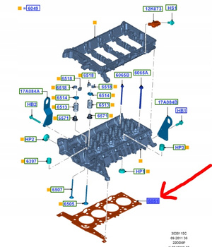 USZCZELKA GŁOWICY CYLINDRÓW TRANSIT CUSTOM 2.2TDCi _ 1830408 _  6C1Q-6051-BB