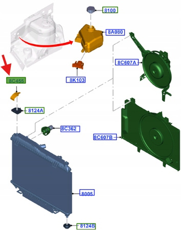 UCHWYT CHŁODNICY PRZÓD B-MAX 2012- COURIER 2014- 1763548 _ AV11-8B069-AA
