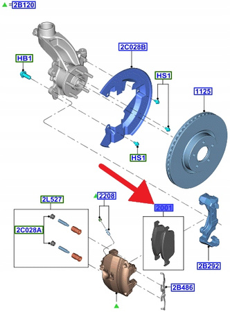 KLOCKI HAMULCOWE PRZÓD 1.5 1.6 EB FORD KUGA 2014- OE 2454098 _ CV61-2001-BF