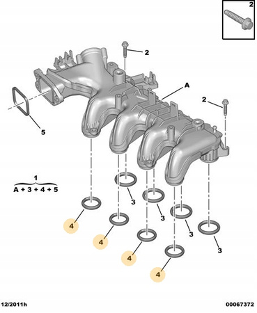 Uszczelka kolektora dolotowego Citroen 1.6 HDI 16V OE 0348R5