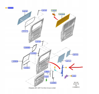 PODNOŚNIK SZYBY TYLNEJ LEWEJ CONNECT 2013-2018 2485403 _ DT11-K27001-AE