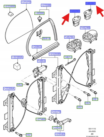 PRZEŁĄCZNIK REGULACJI SZYB FOCUS 1998- 2005 OE 1091485 _ 98AG-14529-CB