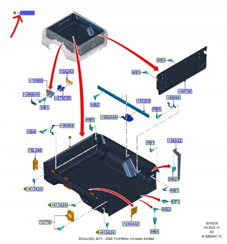 WYKŁADZINA PAKI BAGAŻNIKA FORD RANGER Mk5 2017- _ 2192774 _ A66SX-26286A42-AB
