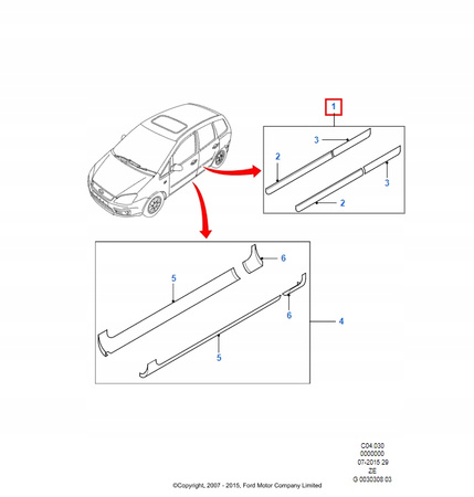 LISTWA DRZWI SAMOPRZYLEPNA FORD FOCUS C-MAX 2003- _ 1302369 _ AM3M5J-R21048-AA5ZCT