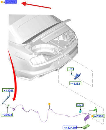 ZAMEK KLAPY BAGAŻNIKA FORD MUSTANG 2015- 2023- 2010533 _ FR3B-7643282-CB