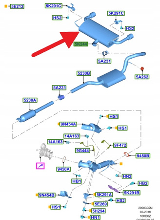 TŁUMIK KOŃCOWY FORD KUGA Mk2 2012- 20 OE 2081477 _ CV61-5K244-ADF