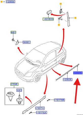 LISTWA BŁOTNIKA LEWY TYŁ FORD FIESTA 2002- OE 1219429 _ 2S51-B29077-ACYY