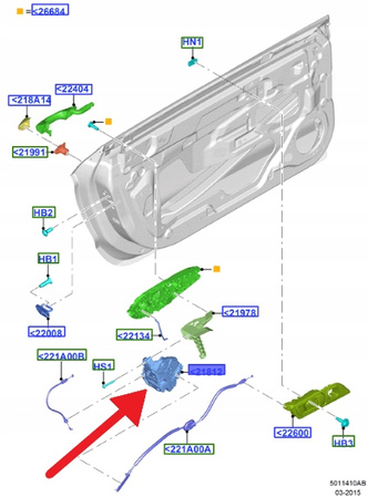 ZAMEK DRZWI PRAWY PRZÓD FORD MUSTANG 2015- OE 2099628 _ GR3A-A21812-FC