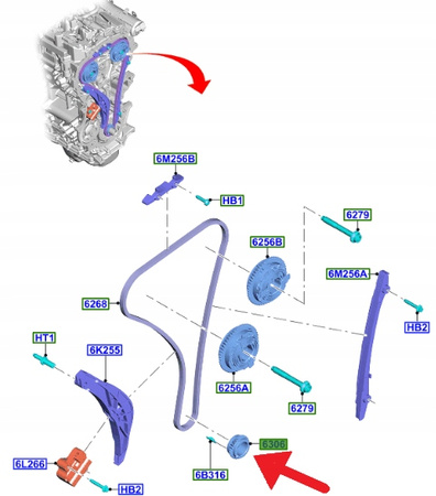 KOŁO ZĘBATE WAŁU KORBOWEGO 1.5 EB FOCUS KUGA 2020- 2250308 _ HX7G-6306-AA