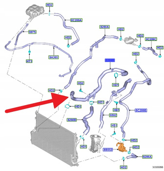 PRZEWÓD CHŁODZENIA WODY 1.5 TDCI FOCUS 2018- 2450378 _ JX61-8286-VG