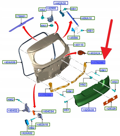 ŚLIZG LEWY BLENDY BAGAŻNIKA FOCUS KOMBI 2011- OE 1866202 _ BM51-N40251-AG