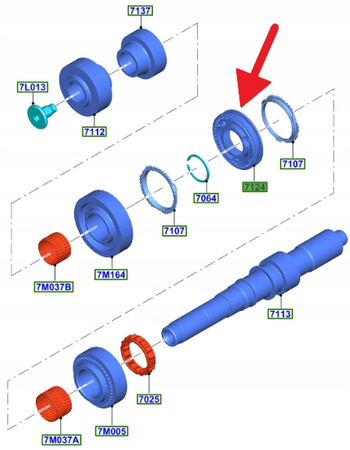 SYNCHRONIZATOR BIEGU 5, 6 BIEG MT82 MUSTANG 17- OE 2322453 _ JR33-7K160-CC