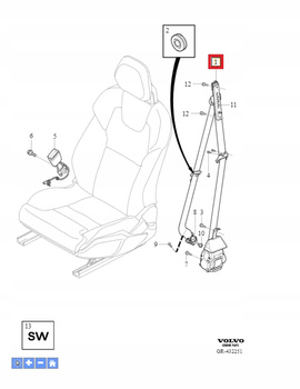 Przedni prawy pas bezpieczeństwa Volvo OE 32131497 / 32386945