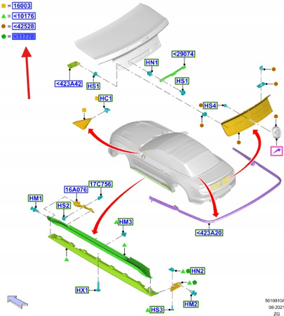 LISTWA KOŃCOWA PROGU PRAWA FORD MUSTANG 15- 5321009 _ FR3B-11778-AB5YGY