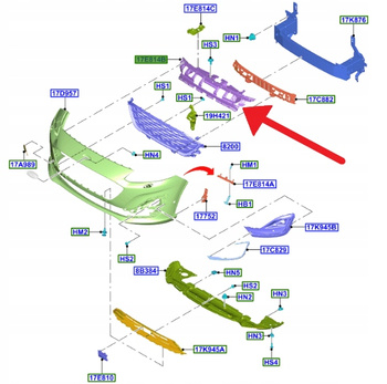 WZMOCNIENIE GRILLA KUGA ST-LINE 2020- 2024 2501879 _ LV4B-17E778-SVA5YZ9