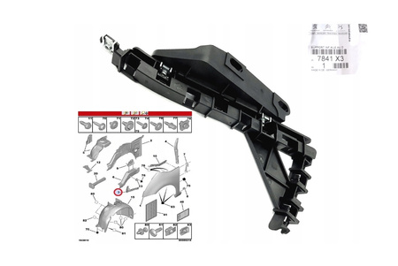 MOCOWANIE BŁOTNIKA ŚLIZG PRZÓD PRAWY CITROEN C4 PICASSO OE 7841X3