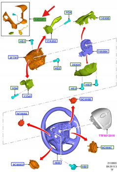 OSŁONA KOŁA KIEROWNICY TRANSIT CUSTOM 2012- 1840353 _ BK21-14G348-AA