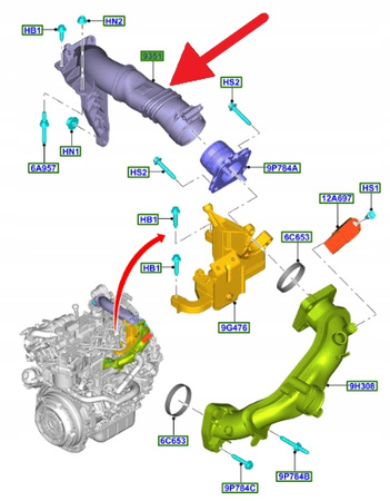PRZEWÓD INTERCOOLERA 1.6 TDCi KA FIESTA 2010- OE 1752087 _ AV2Q-9351-BB