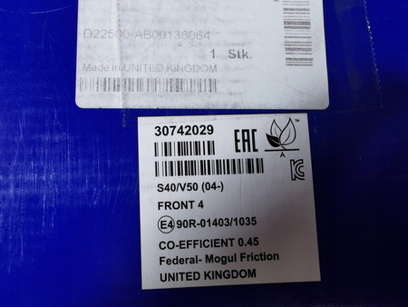 KLOCKI HAMULCOWE PRZÓD VOLVO S40 II 04- C70 II C30