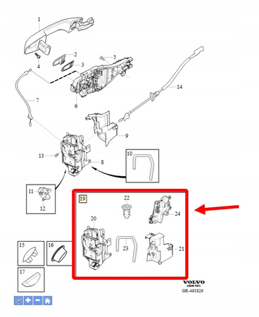 ZESTAW ZAMKA DRZWI LEWY TYŁ VOLVO XC90 2016- OEM/OE 32310864