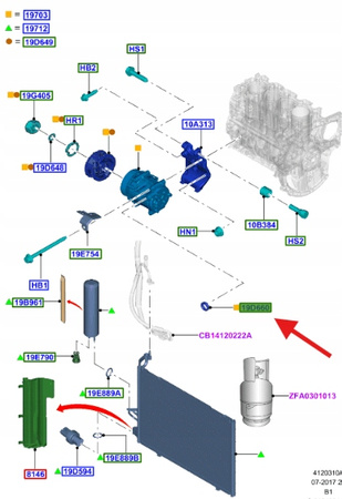 ORING PRZEWODU KLIMATYZACJI 20,25X3,53 ZIELONY 1445820 _ 6S71-19D660-AA