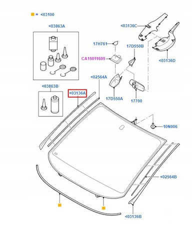 PRAWA LISTWA SZYBY PRZEDNIEJ FORD GALAXY 2006-15 _ 1773613 _ 6M21-U03194-AF