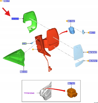 OBUDOWA LUSTERKA PRAWA FORD CUSTOM MK1 2018- 2175009 _ JK21-17K747-AAPRAA