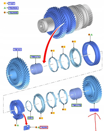 KOŁO ZĘBATE 2. BIEG MT6 FORD KUGA C-MAX GALAXY 1729446 _ 7G9R-7M162-WB 