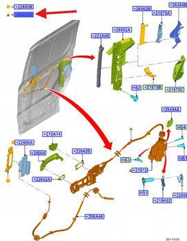 ZACZEP PRAWY BOCZNYCH DRZWI ŁADUNK. TRANSIT MK7 2229955 _ DT11-V264A26-DG