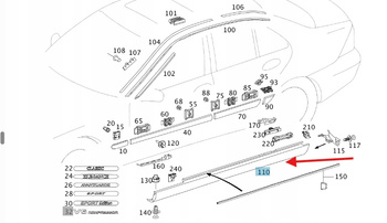 OKŁADZINA PROGU MERCEDES C KLASA W203 A2036980154