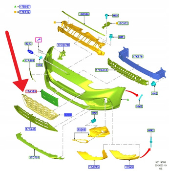 GRILL ZDERZAKA PRZÓD FORD FOCUS 2018- 2022 OE 2370110 _ JX7B-8200-TB