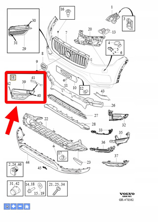 KRATKI ZDERZAKA PRZÓD CHROM ZESTAW VOLVO XC90 2016-2019 OEM/OE 31428891