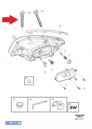 Mocowanie wewnętrzne lampy Volvo S60, V60 31294522