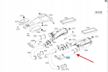 PRZEWÓD SSĄCY WLOT POWIETRZA LEWY M278 MERCEDES S W217 W222 OE A2780904982