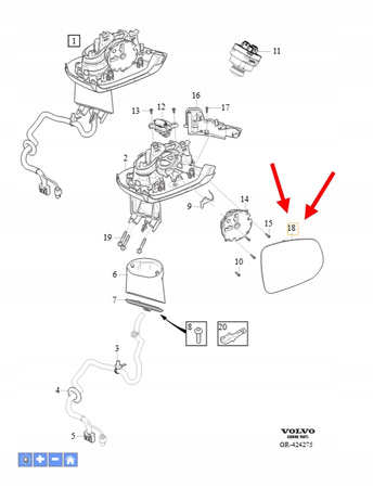 SZKŁO WKŁAD LUSTERKA PRAWEGO VOLVO XC90 2016- OEM/OE 31395539