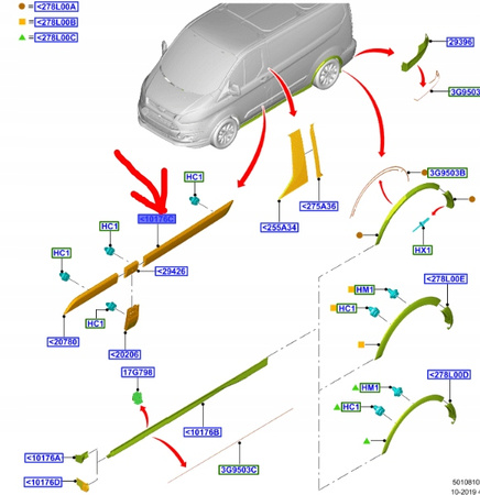 LISTWA NADWOZIA LEWA FORD TRANSIT CUSTOM 18- 2288638 _ BK21-29077-AE5YZ9